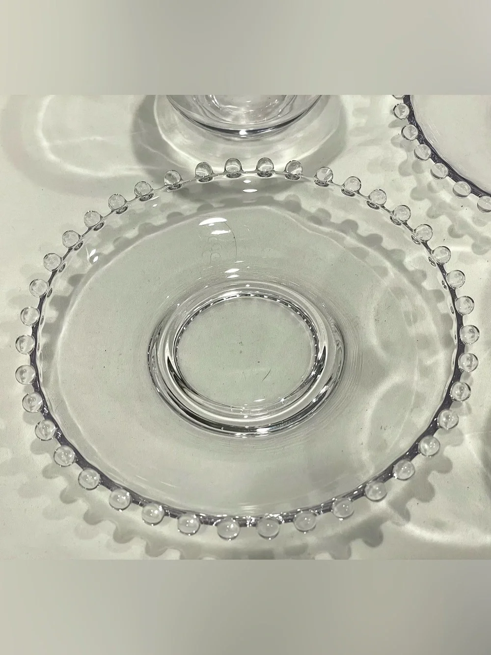 Imperial Glass “Candlewick” Crystal Beaded Teacup & Saucer Set (x3) | VTG | EUC
